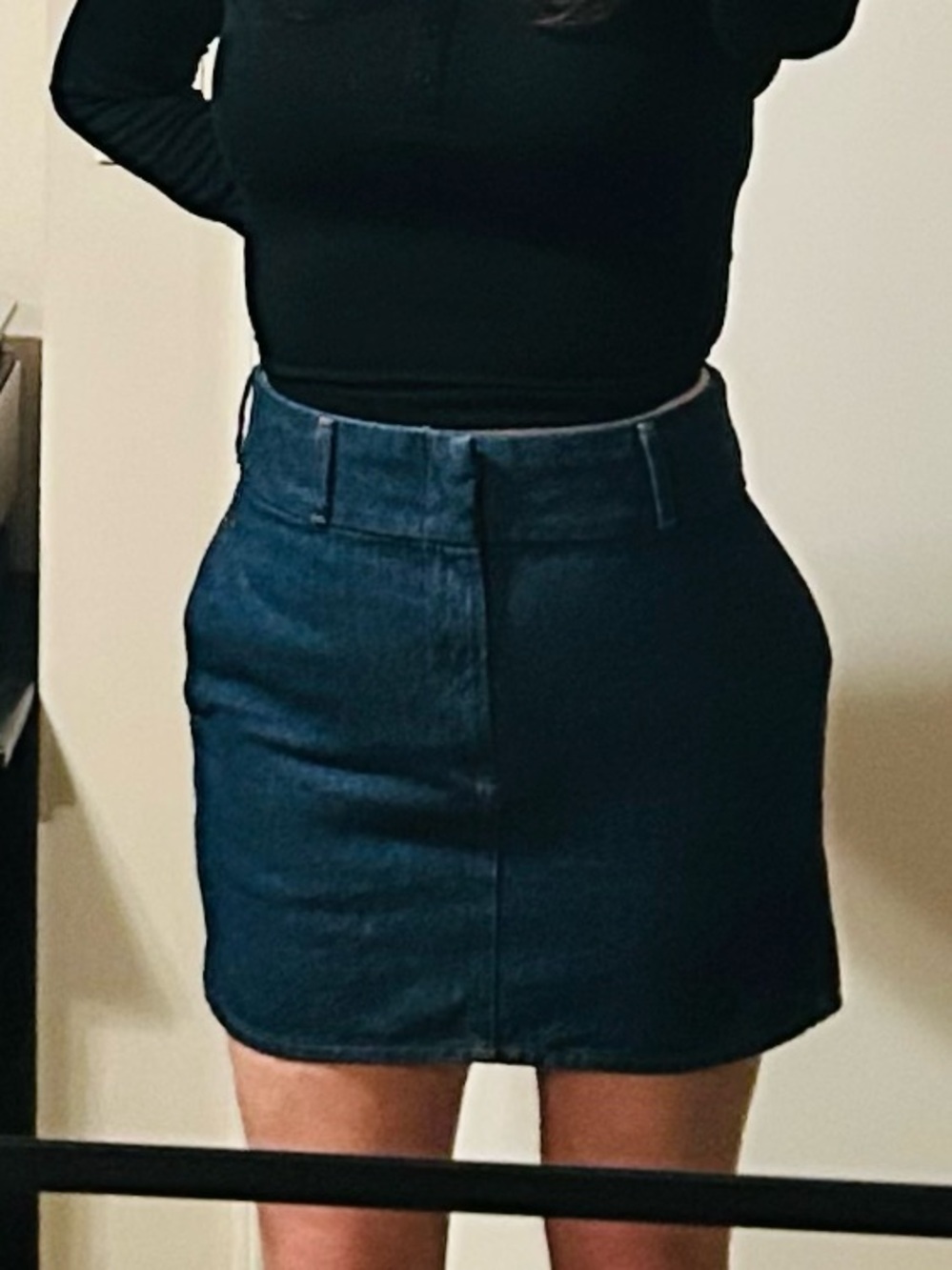 Express Denim Mini Skirt with Wide Waistband Sz 4 - Dark Wash